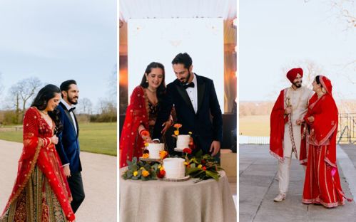 A collage of Amar & Simi's photos from their wedding.